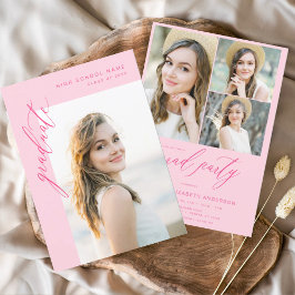 Invitación Partido de Graduación de Fotografías en Pink Hot T