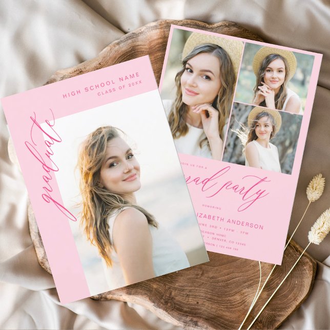 Invitación Partido de Graduación de Fotografías en Pink Hot T (Subido por el creador)