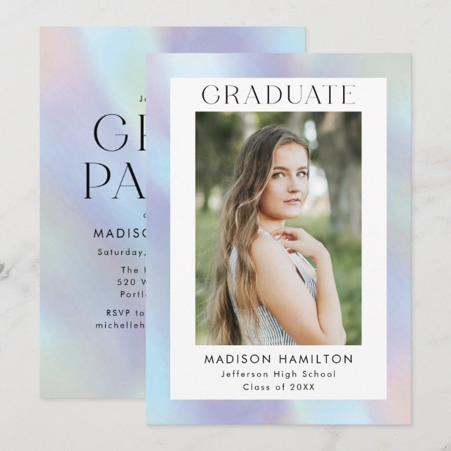 Invitación Partido de Graduación de Fotografías Holográficas  (Anverso / Reverso)
