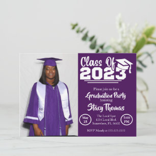 Invitación Partido de Graduación de Fotografías Púrpura y Bla