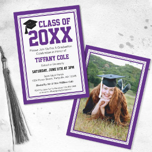 Invitación Partido de Graduación de Fotografías Púrpura y Bla
