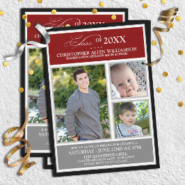 Invitación Partido de Graduación de Fotografías Red|Silver