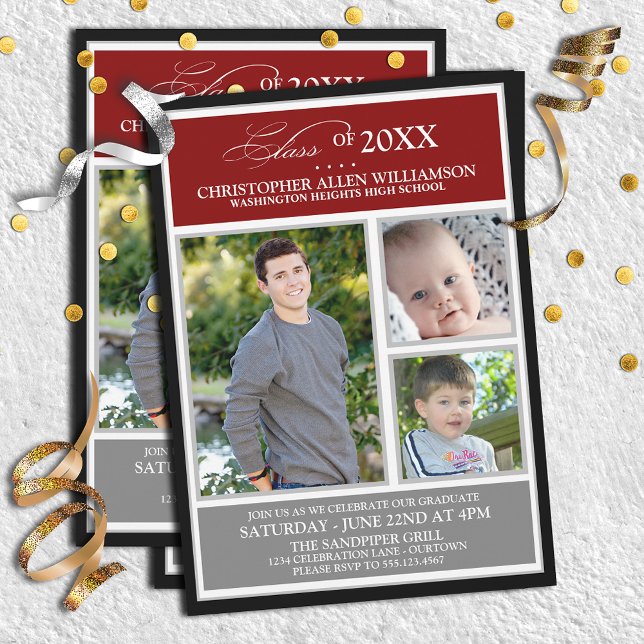 Invitación Partido de Graduación de Fotografías Red|Silver (Subido por el creador)