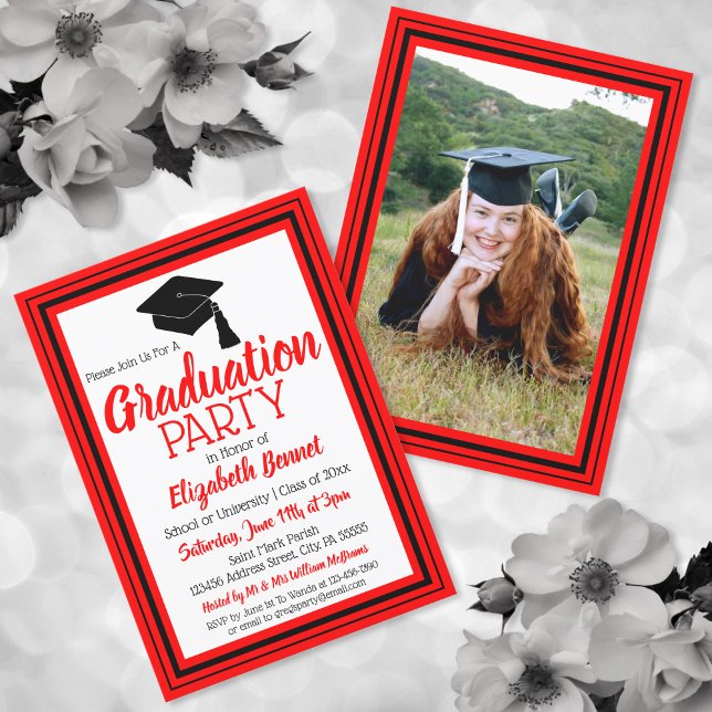 Invitación Partido de Graduación de Fotografías Rojas y Negra (Subido por el creador)