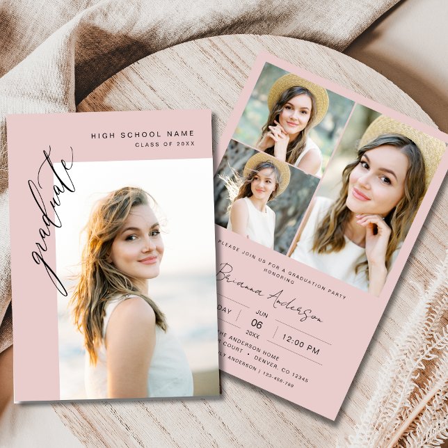 Invitación Partido de Graduación de Fotografías Rubor Pink 4  (Subido por el creador)