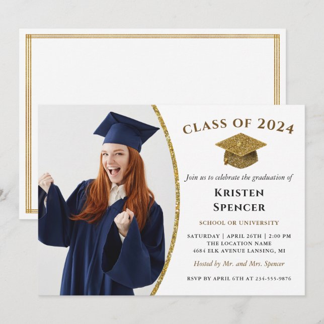 Invitación Partido de Graduación de Fotograma de Graduación d (Anverso / Reverso)