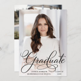 Invitación Partido de Graduación de FOTOS Black Modern Blanco