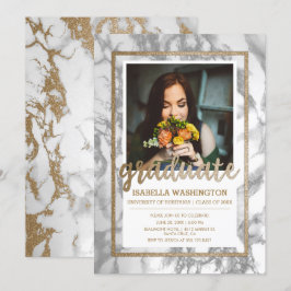Invitación Partido de Graduación de Fotos con Guión de Mármol