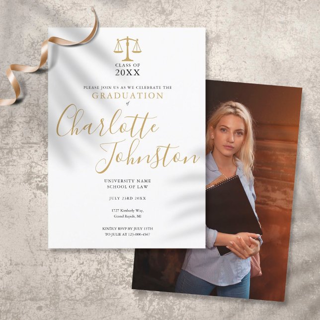 Invitación Partido de Graduación de Fotos con Guión de Oro de (Subido por el creador)
