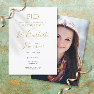 Invitación Partido de Graduación de Fotos con Guión de Oro de