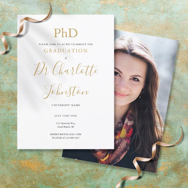 Invitación Partido de Graduación de Fotos con Guión de Oro de (Subido por el creador)