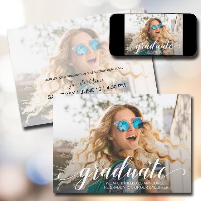 Invitación Partido de Graduación de Fotos con Guión Moderno (Subido por el creador)