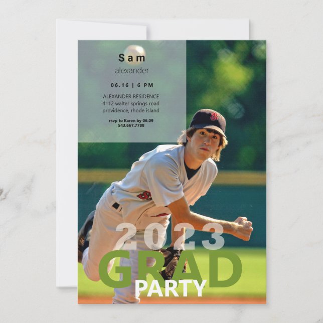 Invitación Partido de Graduación de Fotos de Béisbol de 2023 (Anverso)