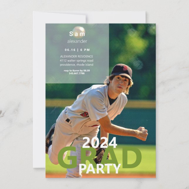 Invitación Partido de Graduación de Fotos de Béisbol de 2024 (Anverso)