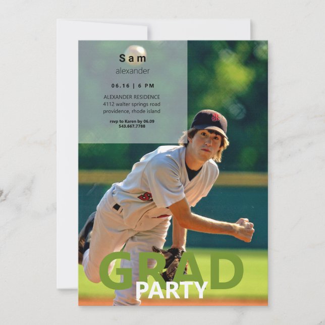 Invitación Partido de Graduación de Fotos de Béisbol II Invit (Anverso)