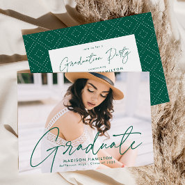 Invitación Partido de Graduación de Fotos de Guión Verde Mode