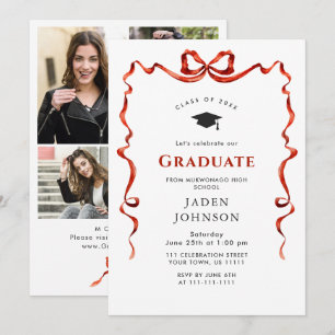 Invitación Partido de Graduación de FOTOS de la cinta roja de