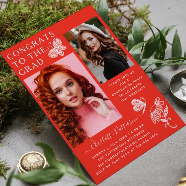 Invitación Partido de graduación de fotos de mariposa blanca  (Subido por el creador)