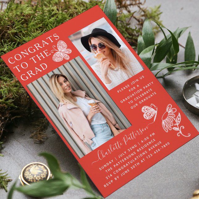 Invitación Partido de graduación de fotos de mariposa blanca  (Subido por el creador)