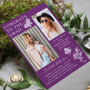 Invitación Partido de Graduación de Fotos de Mariposa Morada 