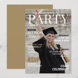 Invitación Partido de Graduación de Fotos de Revista Moderna