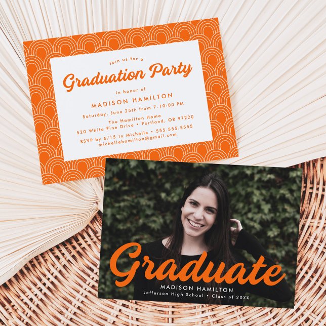 Invitación Partido de Graduación de Fotos en Guión Naranja Ne (Subido por el creador)