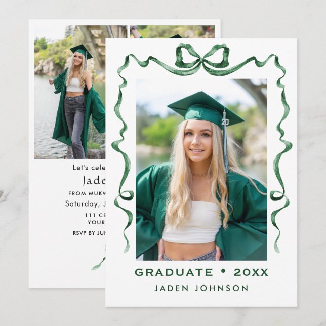 Invitación Partido de Graduación de FOTOS I de la cinta de op (Anverso / Reverso)