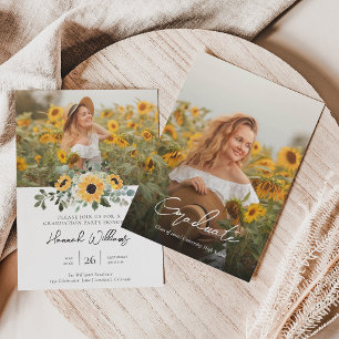 Invitación Partido de Graduación de Fotos Modernas Sunflower