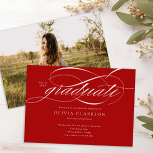 Invitación Partido de Graduación de Fotos Red Modern Elegant