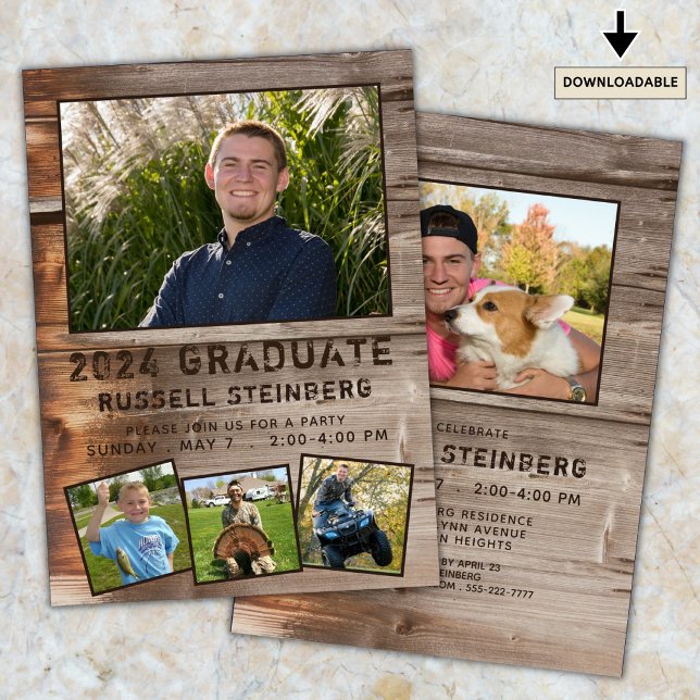 Invitación Partido de Graduación de Fotos Rustic Wood 5 (Subido por el creador)