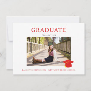 Invitación Partido de Graduación de Fotos Sencillas en Blanco