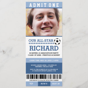 Invitación Partido de graduación de fútbol azul invita