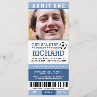 Invitación Partido de graduación de fútbol azul invita