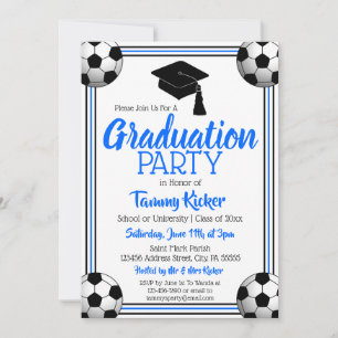 Invitación Partido de graduación de fútbol azul y negro