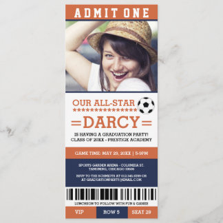 Invitación Partido de graduación de fútbol naranja y marina i