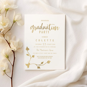 Invitación Partido de Graduación de Glam de Mano de Oro Blanc
