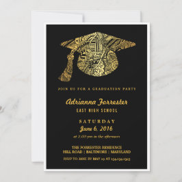 Invitación Partido de Graduación de Gorra Bohemiano Patrón Or