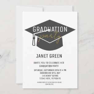 Invitación Partido de Graduación de Grado de Oro Negro Modern