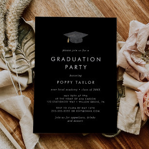 Invitación Partido de Graduación de Grado Negro Oscuro de mod