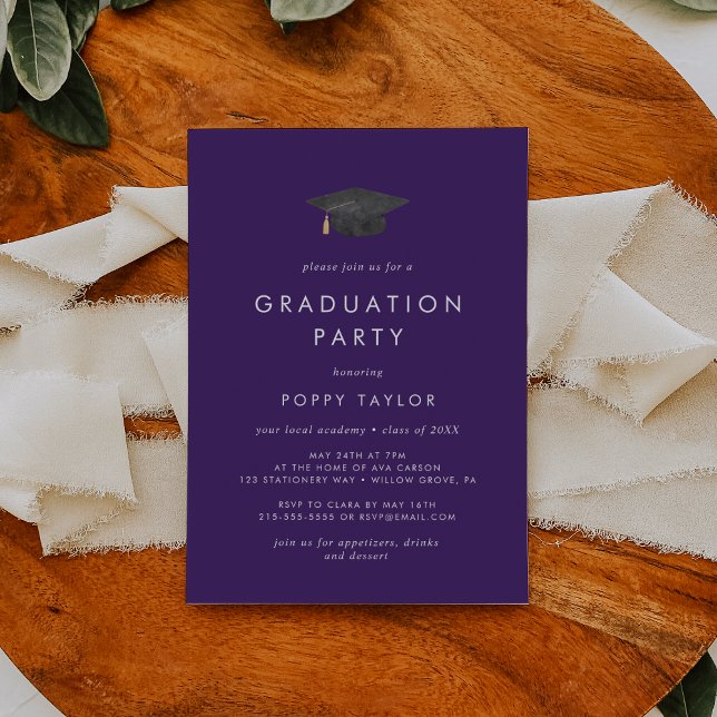 Invitación Partido de Graduación de Grado Púrpura de moda (Subido por el creador)