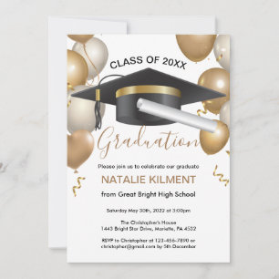 Invitación Partido de Graduación de Graduados de Negro y Oro