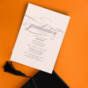 Invitación Partido de Graduación de Gris Gris Pink Blando de
