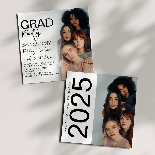 Invitación Partido de graduación de grupo fotográfico de dobl (Subido por el creador)