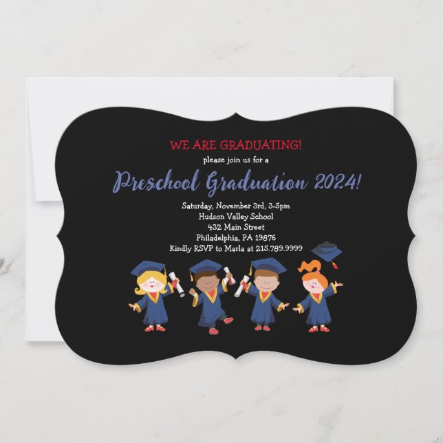 Invitación Partido de graduación de guardería de KINDERGARTEN (Anverso)