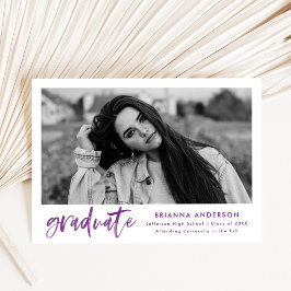 Invitación Partido de Graduación de Guión de Pincel Púrpura d