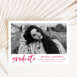 Invitación Partido de Graduación de Guión de Pincel Rosado Ca