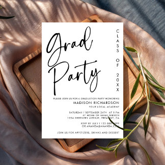 Invitación Partido de Graduación de Guión Negro minimalista