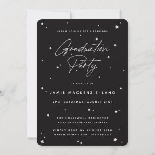 Invitación Partido de Graduación de Guión Negro Moderno y Est