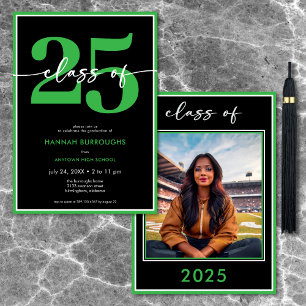 Invitación Partido de Graduación de Guión Verde Mínimo Modern