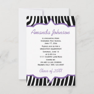 Invitación Partido de Graduación de Impresión Girly Purple y 